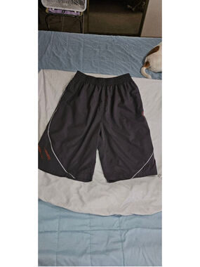 AND1 mens Black & Orange Athletic Shorts L. GUC
